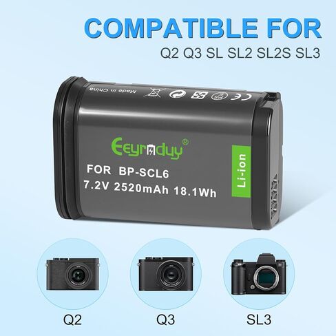 بطارية BP-SCL6 لـ Leica Q2، Q3، SL2، SL2S PN: Leica 19 531، LC-SCL6 2520 مللي أمبير / 7.2 فولت (SCL6) in Kuwait
