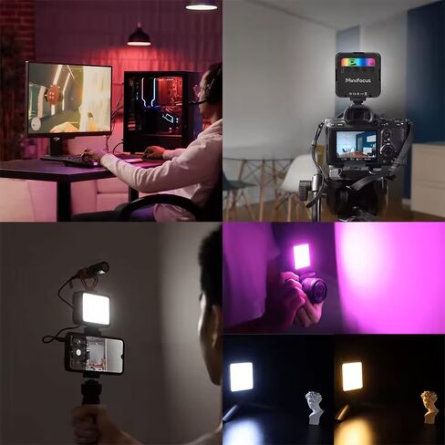 مصباح فيديو جيب RGB - مصباح ملء LED صغير 3000K-6000K مع تأثيرات، قابل لإعادة الشحن 1800 مللي أمبير في الساعة، كاميرا محمولة وإضاءة هاتف لـ YouTube وTikTok ومدونات الفيديو in Kuwait