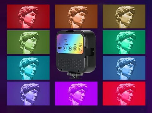 مصباح فيديو جيب RGB - مصباح ملء LED صغير 3000K-6000K مع تأثيرات، قابل لإعادة الشحن 1800 مللي أمبير في الساعة، كاميرا محمولة وإضاءة هاتف لـ YouTube وTikTok ومدونات الفيديو in Kuwait