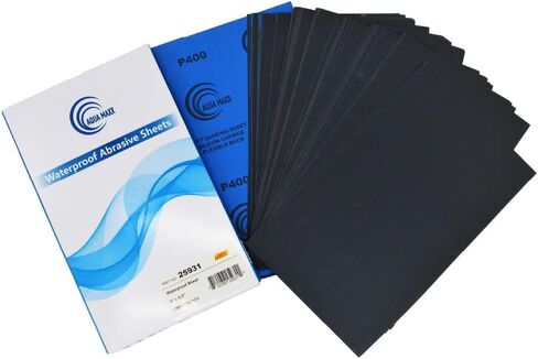 ورق صنفرة رطب أو جاف من Aqua Maxx، مقاس 9x5.5 بوصة، صندوق مكون من 50 - ورقة ورق كاشطة لصنفرة السيارات والتفاصيل وتلميع السيارات والأثاث الخشبي (400 حبيبة، 50) in Saudi Arabia