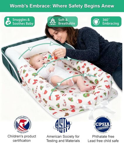 كرسي أطفال، كرسي سفر محمول قابل للطي للأطفال حديثي الولادة من 0 إلى 12 شهرًا، عش أطفال خفيف الوزن قابل للغسل مع مظلة، عش أطفال ناعم مسامي بنمط رائع، للاستخدام المنزلي والخارجي in Kuwait