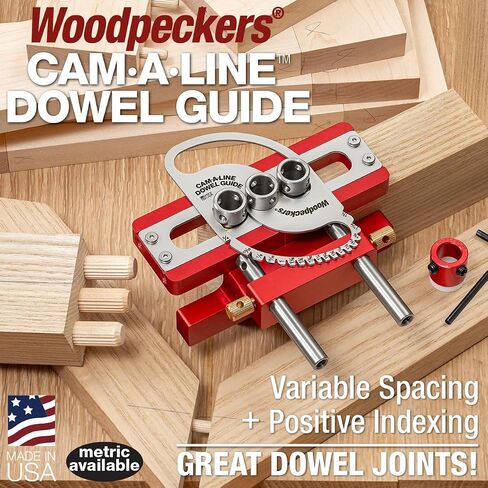 مجموعة أدوات وتد Cam-A-Line من Woodpeckers، فاخرة، مصنوعة في الولايات المتحدة الأمريكية، مسافات متغيرة وفهرسة إيجابية لمفاصل وتد رائعة in Saudi Arabia