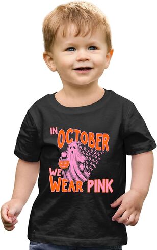 Go All Out in October We Wear Pink Breast Cancer Halloween Mens Toddler Women Youth T-Shirt in Saudi Arabia