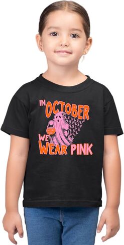 Go All Out in October We Wear Pink Breast Cancer Halloween Mens Toddler Women Youth T-Shirt in Saudi Arabia