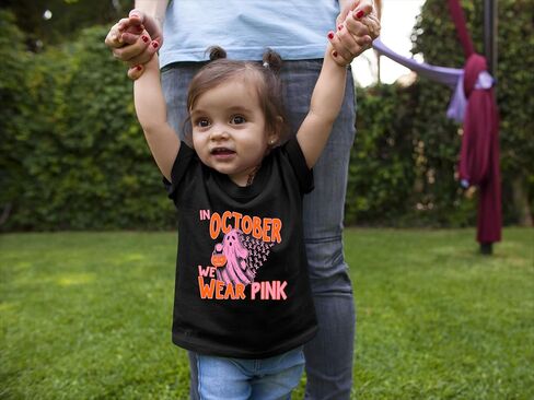 Go All Out in October We Wear Pink Breast Cancer Halloween Mens Toddler Women Youth T-Shirt in Saudi Arabia