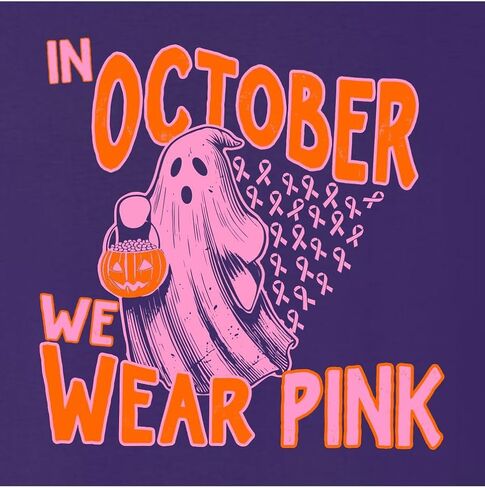 Go All Out in October We Wear Pink Breast Cancer Halloween Mens Toddler Women Youth T-Shirt in Saudi Arabia