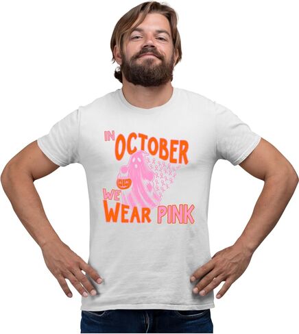 Go All Out in October We Wear Pink Breast Cancer Halloween Mens Toddler Women Youth T-Shirt in Saudi Arabia