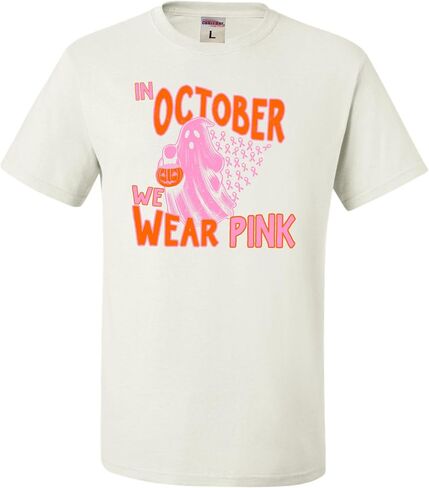 Go All Out in October We Wear Pink Breast Cancer Halloween Mens Toddler Women Youth T-Shirt in Saudi Arabia