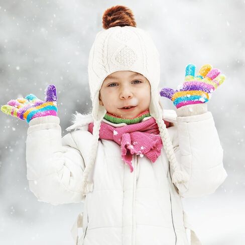 Mepase 2 Pcs Knit Hat for Girls with Ear Flaps Fleece Lining Toddler Warm Baby Caps for 2-3t, 4-5t in Saudi Arabia