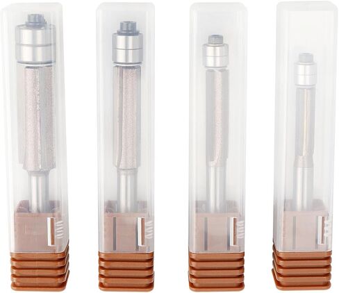 4 Pcs 1/4 Inch Shank Flush Trim Router Bits Set, Double Top Bearing Carbide 3-Flute Straight Router Bit with Cutting Diameters of 1/4", 5/16", 3/8", 1/2" for MDF, Hardwood, Plywood in Saudi Arabia