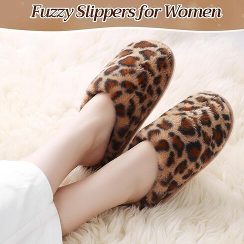 2 Pairs Women's Fuzzy Scuff Slippers Ladies Furry Cute Slip-on Slippers Comfy Memory Foam Indoor House Shoes in Saudi Arabia
