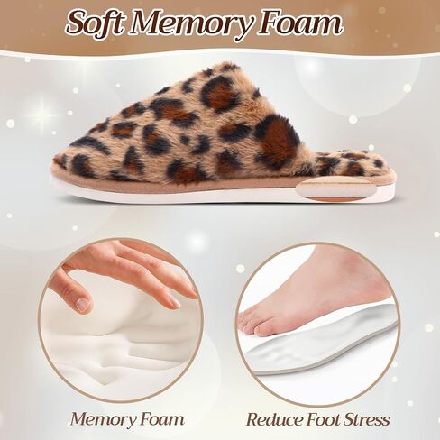 2 Pairs Women's Fuzzy Scuff Slippers Ladies Furry Cute Slip-on Slippers Comfy Memory Foam Indoor House Shoes in Saudi Arabia