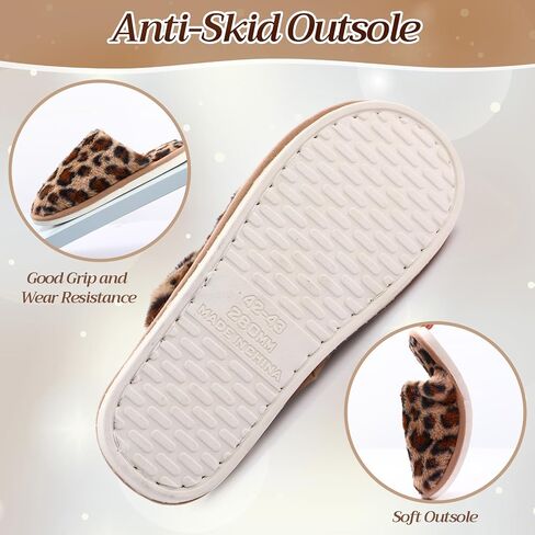 2 Pairs Women's Fuzzy Scuff Slippers Ladies Furry Cute Slip-on Slippers Comfy Memory Foam Indoor House Shoes in Saudi Arabia