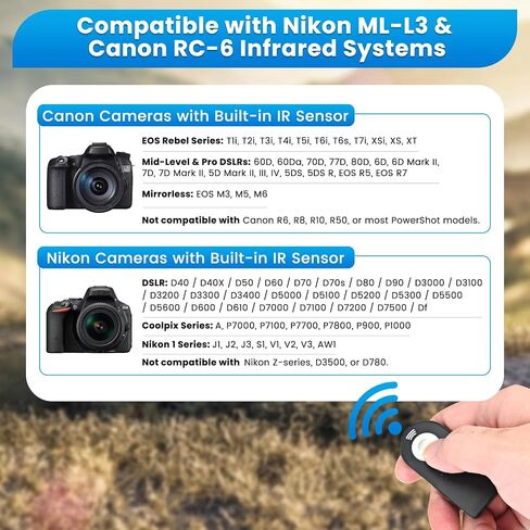 Camkix Wireless IR Shutter Remote Control - Compatible with Nikon and Canon Cameras (DF, D5, D610, D750, D810, D5300, D7200 and EOS 5D Mark IV, 5DS, 6D, 77D, 100D, 750D, 1300D, 10X Mark II) in Saudi Arabia