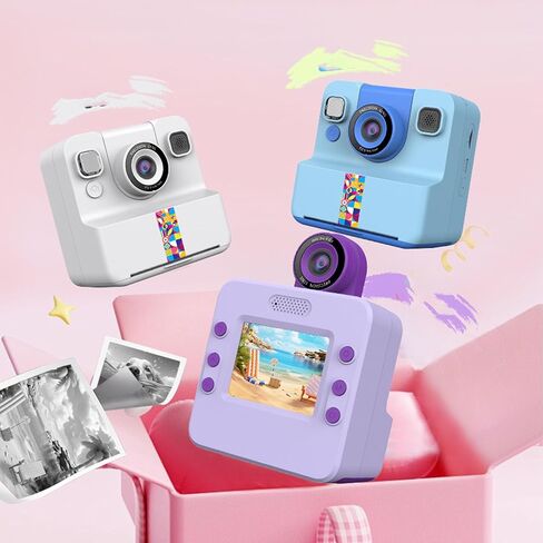 Yoidesu Instant Camera, Kids Camera with 1080P Videos, Holiday Birthday Gifts for Kids Age 3-12, Toddler Portable Travel Print Digital Camera Toy for 4 5 6 7 8 9 Year Boys Girls (Purple) in Kuwait