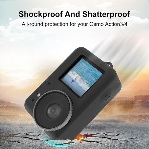 for DJI Osmo Action 5 Pro / 4/3 Silicone Protective Case with Lens Cap (Red) in Saudi Arabia