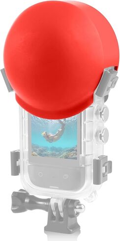 for Insta360 X3 / X4 Invisible Dive Case Lens Guard Silicone Protective Cover (Red) in Saudi Arabia