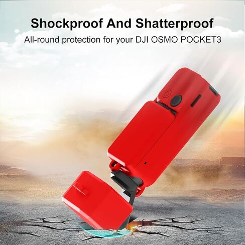 for DJI OSMO Pocket 3 3 in 1 Silicone Cover Case Set (Red) in Saudi Arabia