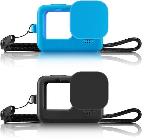 لـ GoPro HERO12 أسود /11 أسود /10 أسود /9 غطاء حماية من السيليكون الأسود مع حزام المعصم وغطاء العدسة (أزرق) in Saudi Arabia