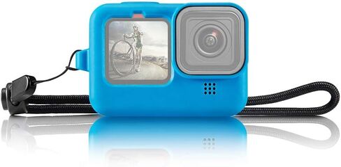 لـ GoPro HERO12 أسود /11 أسود /10 أسود /9 غطاء حماية من السيليكون الأسود مع حزام المعصم وغطاء العدسة (أزرق) in Saudi Arabia