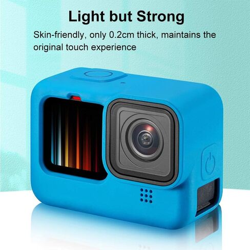 لـ GoPro HERO12 أسود /11 أسود /10 أسود /9 غطاء حماية من السيليكون الأسود مع حزام المعصم وغطاء العدسة (أزرق) in Saudi Arabia