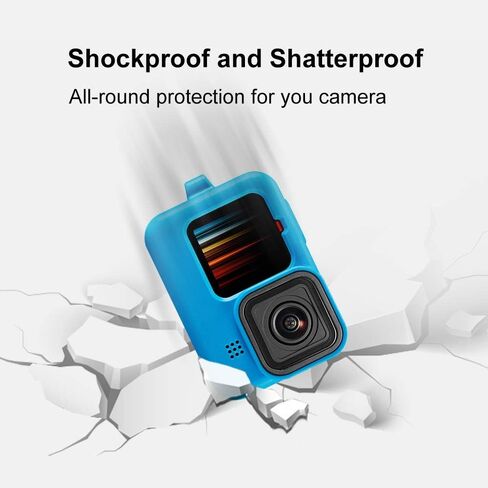 لـ GoPro HERO12 أسود /11 أسود /10 أسود /9 غطاء حماية من السيليكون الأسود مع حزام المعصم وغطاء العدسة (أزرق) in Saudi Arabia