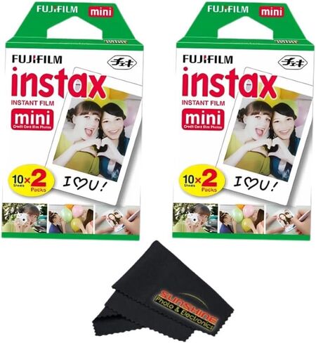 Fujifilm Instax Mini 12 Camera (Lilac Purple) with Fujifilm Instant Mini Film (40 Sheets) Bundle with + Sunshine Photo Microfiber Cleaning Cloth in Saudi Arabia