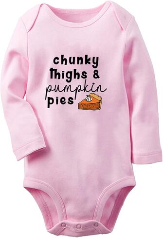 iDzn Chunky Things & Pumpkin Pie رومبير مضحك، ملابس داخلية للأطفال حديثي الولادة، بذلات للرضع، ملابس للأطفال الصغار بأكمام طويلة in Kuwait