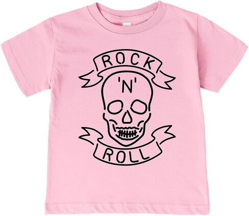 تي شيرت Rock 'n' Roll Skull Kids، تي شيرت رائع Rock & Roll Skull Outline للرضع/الأطفال الصغار/الشباب in Kuwait