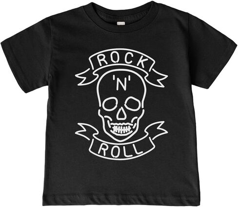 تي شيرت Rock 'n' Roll Skull Kids، تي شيرت رائع Rock & Roll Skull Outline للرضع/الأطفال الصغار/الشباب in Kuwait