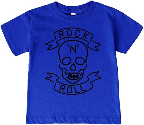 تي شيرت Rock 'n' Roll Skull Kids، تي شيرت رائع Rock & Roll Skull Outline للرضع/الأطفال الصغار/الشباب in Kuwait