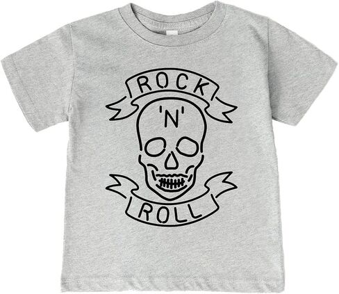 تي شيرت Rock 'n' Roll Skull Kids، تي شيرت رائع Rock & Roll Skull Outline للرضع/الأطفال الصغار/الشباب in Kuwait