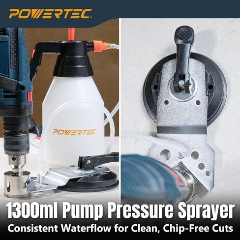 POWERTEC Wet Diamond Hole Saw Kit – 7-Piece Set with Suction Mount Drill Guide, Water Tank & Hose for Wet Drilling in Tile, Porcelain, Granite, Marble, Glass & Ceramics (14908) in Saudi Arabia