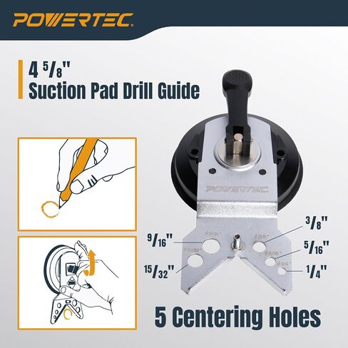 POWERTEC Wet Diamond Hole Saw Kit – 7-Piece Set with Suction Mount Drill Guide, Water Tank & Hose for Wet Drilling in Tile, Porcelain, Granite, Marble, Glass & Ceramics (14908) in Saudi Arabia