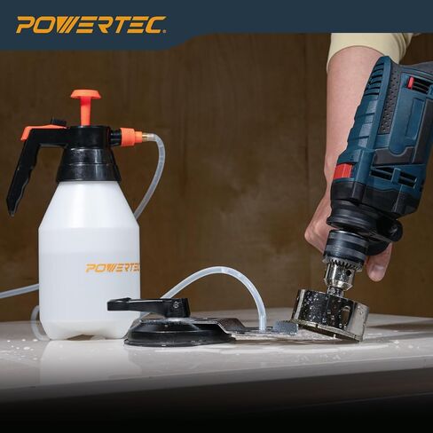 POWERTEC Wet Diamond Hole Saw Kit – 7-Piece Set with Suction Mount Drill Guide, Water Tank & Hose for Wet Drilling in Tile, Porcelain, Granite, Marble, Glass & Ceramics (14908) in Saudi Arabia