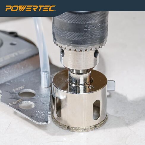 POWERTEC Wet Diamond Hole Saw Kit – 7-Piece Set with Suction Mount Drill Guide, Water Tank & Hose for Wet Drilling in Tile, Porcelain, Granite, Marble, Glass & Ceramics (14908) in Saudi Arabia