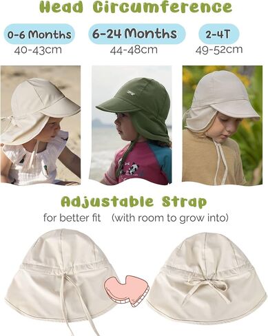 قبعة FURTALK Baby Sun Hat للفتيات والأولاد الصيفية للسباحة على الشاطئ بعامل حماية من الأشعة فوق البنفسجية 50+ in Saudi Arabia