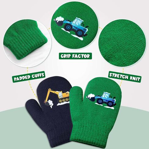 3 Pairs Kids Knitted Mittens Toddler Winter Gloves Magic Full Finger Warm Mittens in Kuwait
