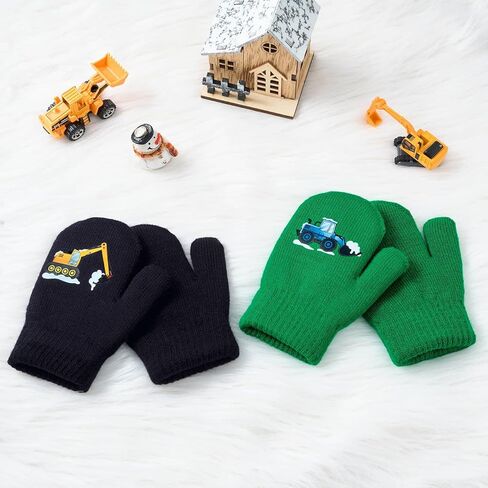 3 Pairs Kids Knitted Mittens Toddler Winter Gloves Magic Full Finger Warm Mittens in Kuwait