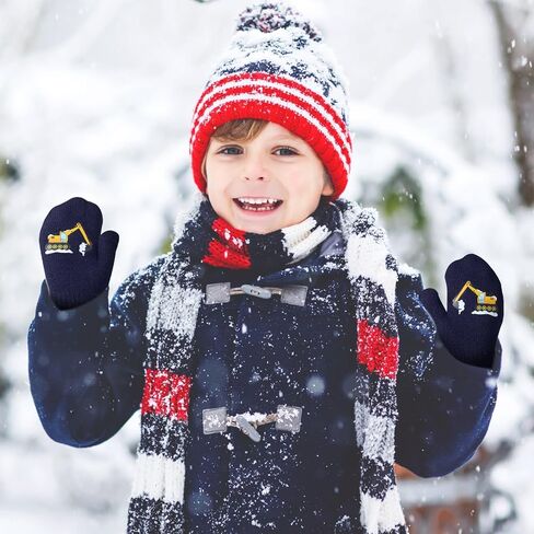 3 Pairs Kids Knitted Mittens Toddler Winter Gloves Magic Full Finger Warm Mittens in Kuwait