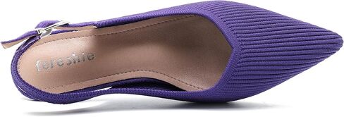 Women's Slingback Kitten Heels Pointed Toe Knit Pumps Slip On Dress Shoes in Kuwait
