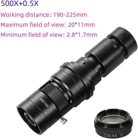 Microscope Kit 200X 500X 1000X 0.7X-5X Adjustable Magnification C Mount Zoom Lens for Video Microscope Camera Microscope Lens Adapters (Color : 500X and 2X) in Saudi Arabia