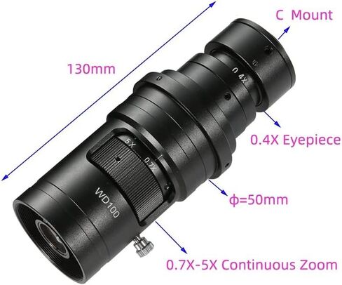 Microscope Kit 200X 500X 1000X 0.7X-5X Adjustable Magnification C Mount Zoom Lens for Video Microscope Camera Microscope Lens Adapters (Color : 500X and 2X) in Saudi Arabia
