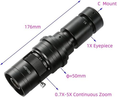 Microscope Kit 200X 500X 1000X 0.7X-5X Adjustable Magnification C Mount Zoom Lens for Video Microscope Camera Microscope Lens Adapters (Color : 500X and 2X) in Saudi Arabia