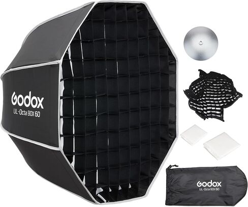 Godox 35.5 بوصة صندوق ناعم مثمن قابل للطي، صندوق ناعم سريع التحرير مع حامل بوينز، ناشر، شبكة، حقيبة، لـ Godox SL60II AD400PRO AD600 أخرى Bowen Mount Studio Flash Speedlite. in Saudi Arabia