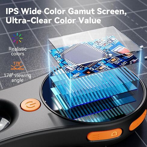 500X Portable Microscope, Digital Handheld Magnifier with 2.0 Inch Color Screen, 8LEDs, Type C USB Connection for Video Recording (Black) in Saudi Arabia