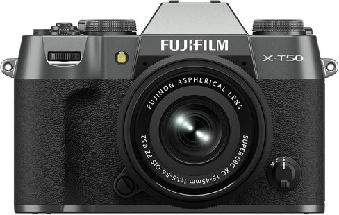 كاميرا فوجي فيلم X-T50 الرقمية بدون مرآة XC15-45mmF3.5-5.6 مجموعة عدسات OIS PZ - فضي فحمي in Saudi Arabia