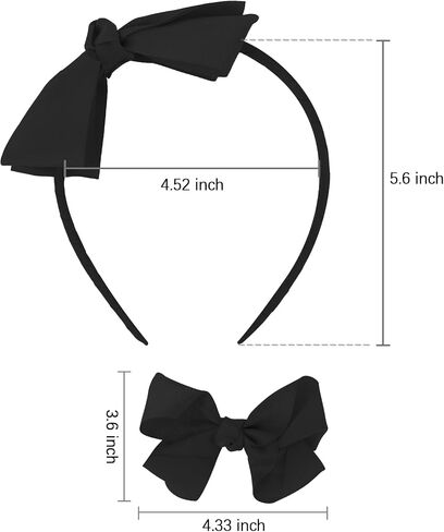 Semato Black Bow Headband with 2 Pcs Black Bows Hair Clips Headbands for Girls Black Bow for Hair Headbands Bow Hair Accessories for Baby Girls Toddlers in Saudi Arabia