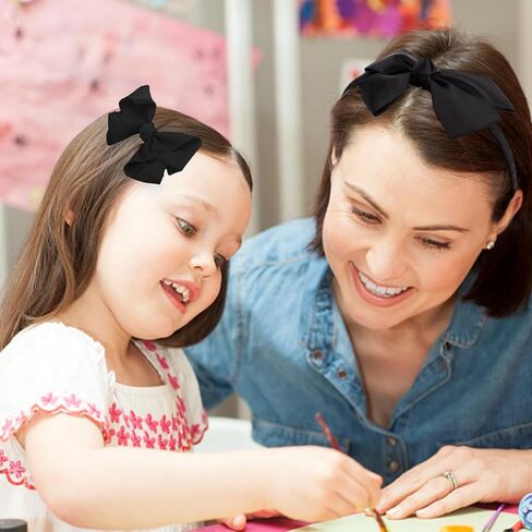 Semato Black Bow Headband with 2 Pcs Black Bows Hair Clips Headbands for Girls Black Bow for Hair Headbands Bow Hair Accessories for Baby Girls Toddlers in Saudi Arabia