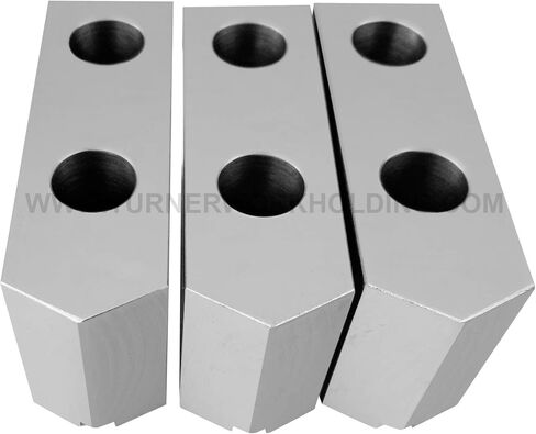 8" CNC Lathe Power Chuck Steel Soft Jaws, American Standard Tongue & Groove type, Pointed, 2.5" height, 3 Pcs- By Turner Workholding, LLC in Saudi Arabia